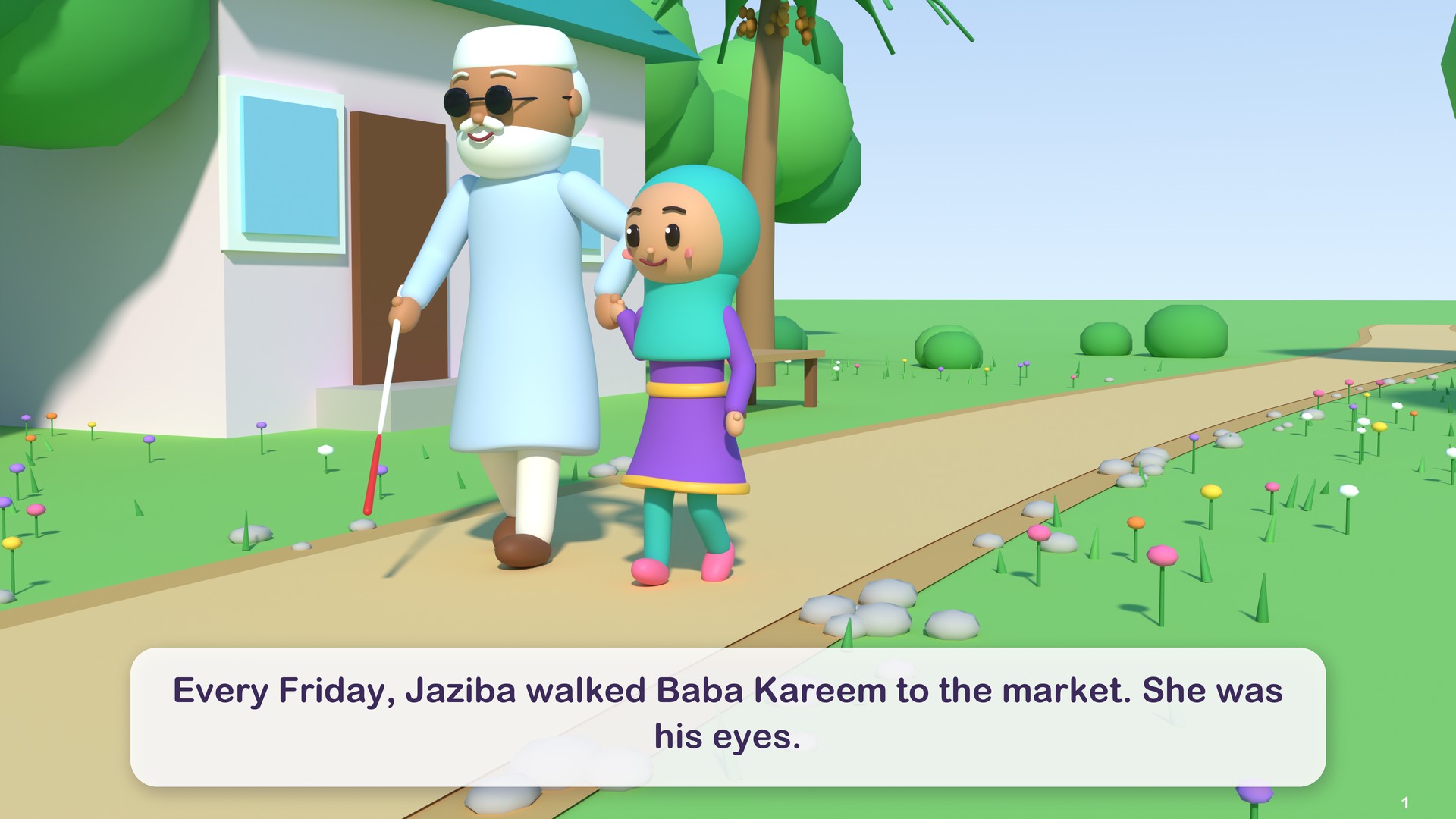 Every Friday, Jaziba walked Baba Kareem to the market. She was his eyes.