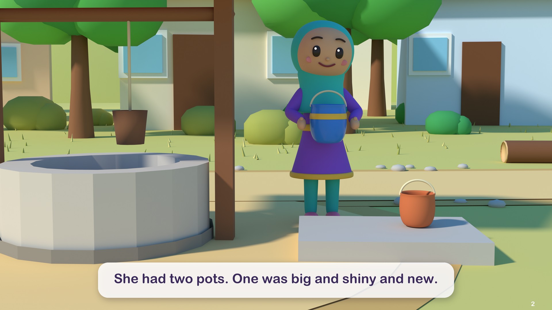 She had two pots. One was big and shiny and new.