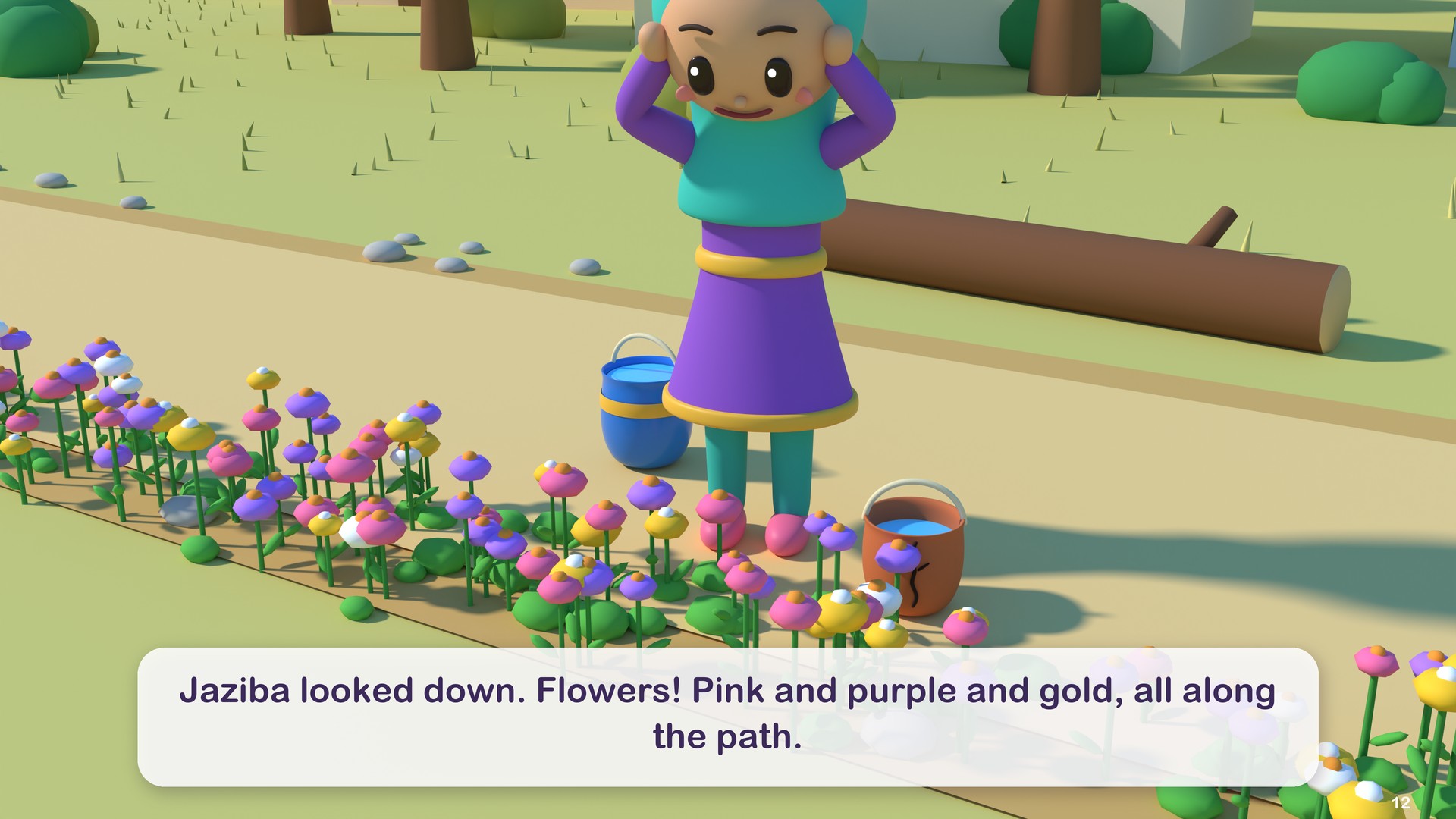 Jaziba looked down. Flowers! Pink and purple and gold, all along the path.