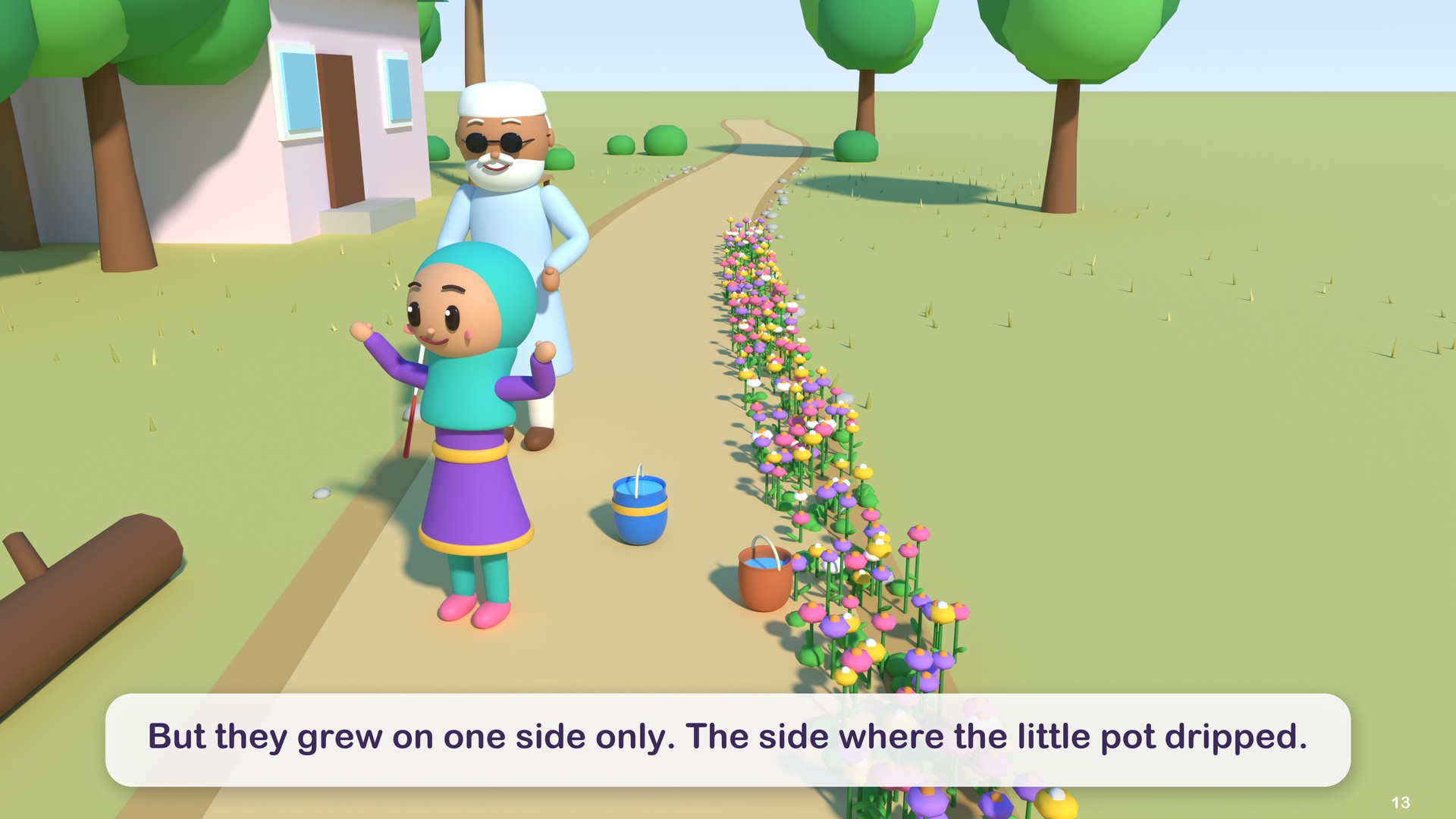 But they grew on one side only. The side where the little pot dripped.