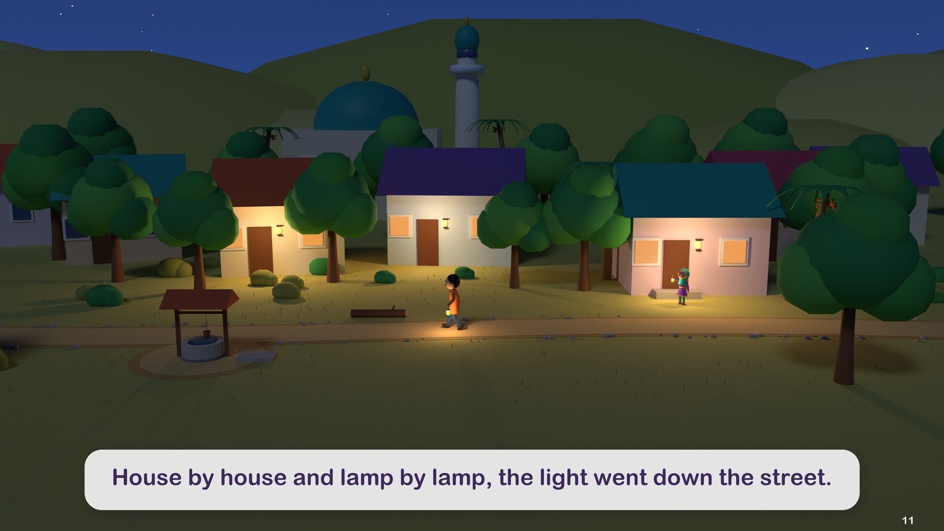 House by house and lamp by lamp, the light went down the street.