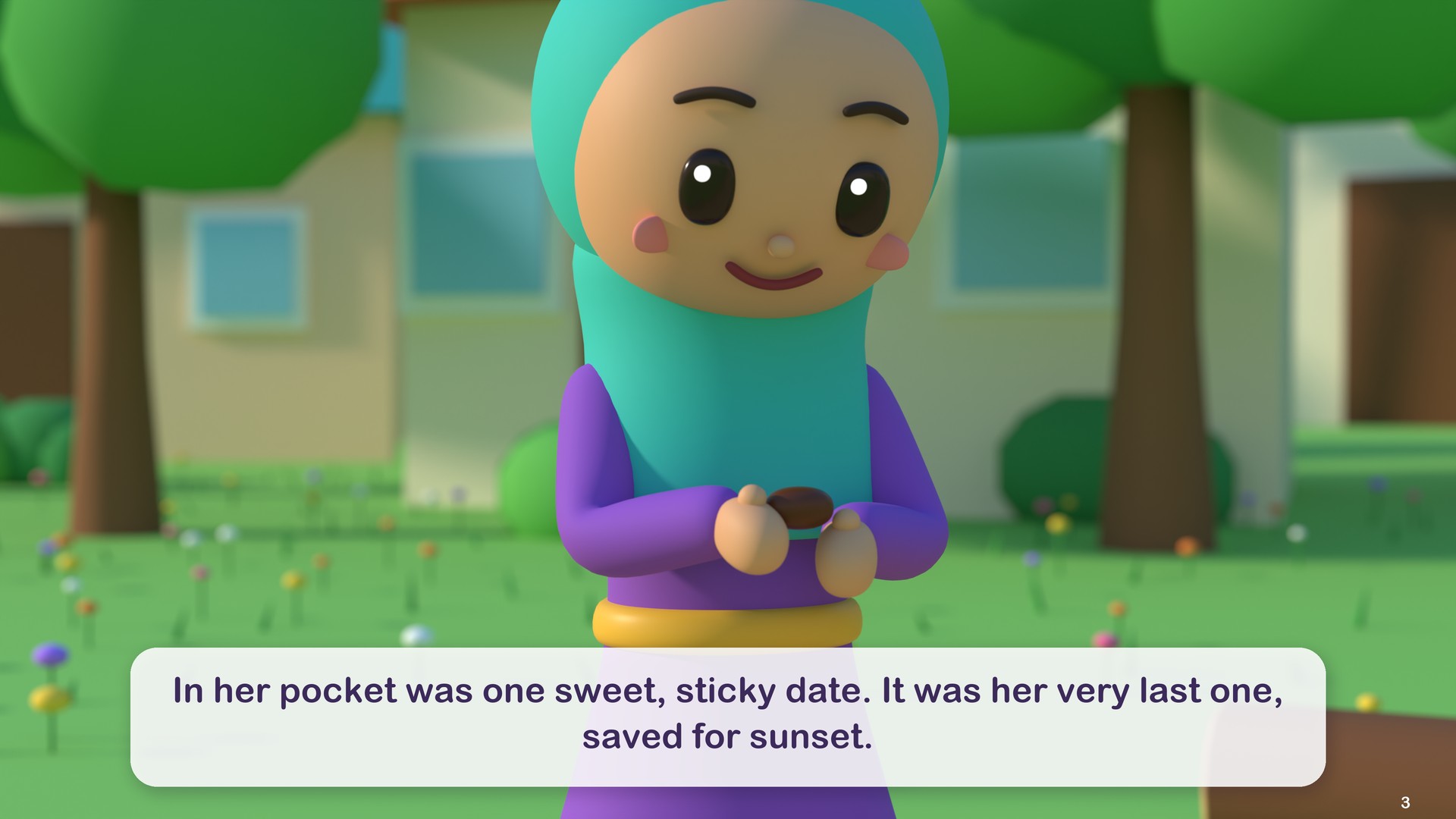 In her pocket was one sweet, sticky date. It was her very last one, saved for sunset.