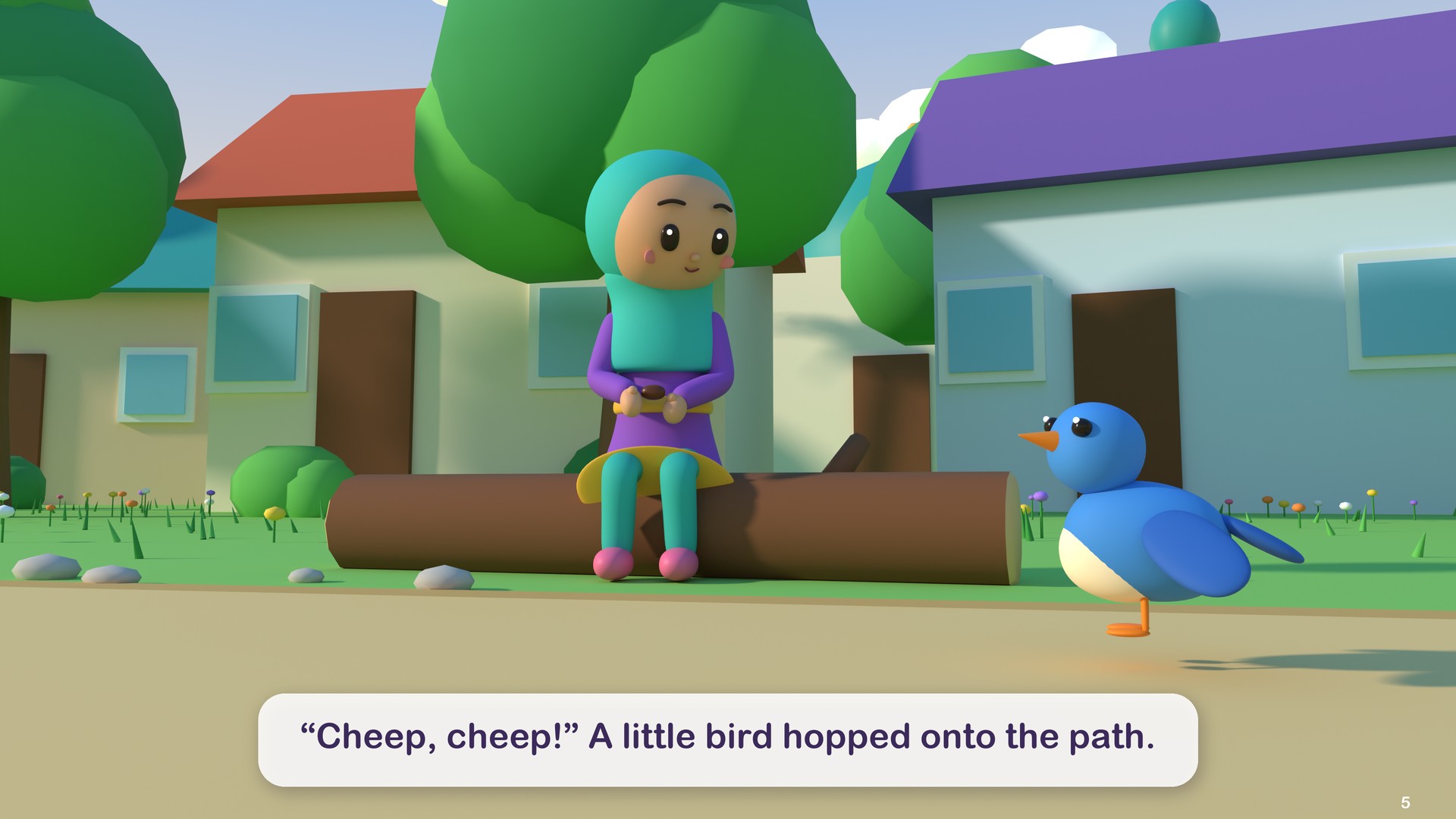 “Cheep, cheep!” A little bird hopped onto the path.